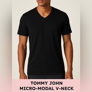 Tommy John men’s essential v neck modal stretch tee relaxed fit L black